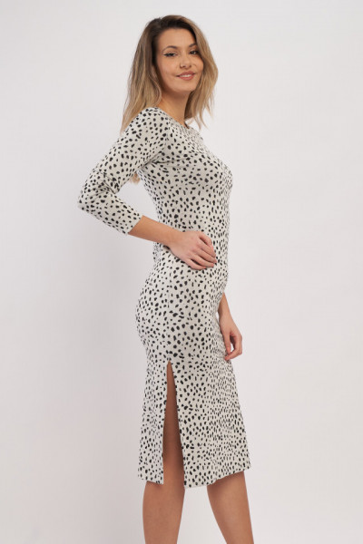 Montecristo - Rochie dama cu maneca lunga de lungime medie cu model