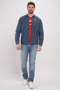 Lee Cooper - Camasa barbat din denim cu buzunare aplicate si logo
