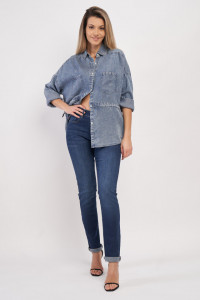 Lee Cooper - Camasa dama din denim cu cordon in talie pentru ajustare