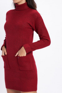 Lee Cooper - Rochie dama din tricot cu guler inalt si buzunare