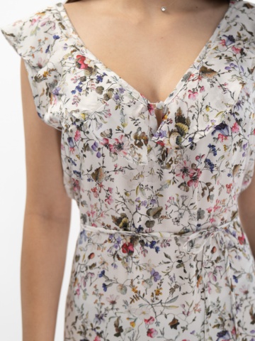 Martinez by Timeout - Rochie cu imprimeu floral si decolteu in V
