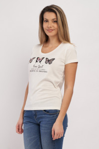 Timeout - Tricou maneca scurta dama cu imprimeu cu fluturi