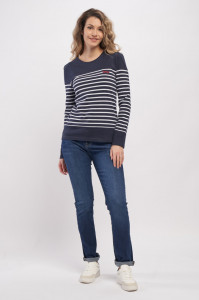 Lee Cooper - Bluza dama din bumbac cu model in dungi si logo