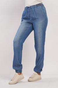 Timeout - Pantaloni lungi dama cu detalii brodate si snur pentru ajustare
