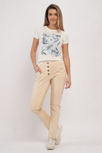 Timeout - Tricou maneca scurta dama cu motive florale si logo aplicat
