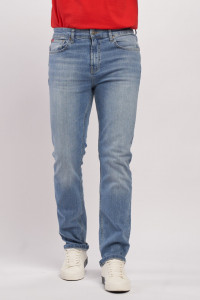 Lee Cooper - Blugi barbat straight comfort de culoare deschisa cu aspect decolorat si logo