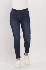 Lee Cooper - Blugi dama push up de culoare inchisa cu aspect usor decolorat