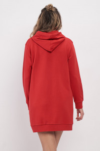 Lee Cooper - Hanorac de dama tip rochie cu buzunare si gluga cu logo inscriptionat