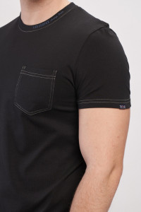 Lee Cooper - Tricou barbat cu maneca scurta de culoare uniforma cu buzunar si logo