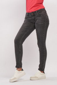 Timeout - Blugi skinny de dama cu talie joasa si aspect decolorat
