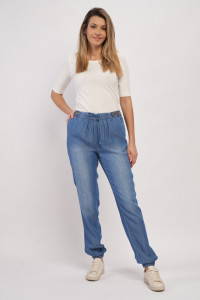 Timeout - Pantaloni lungi dama cu detalii brodate si snur pentru ajustare