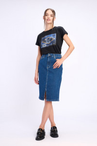 Lee Cooper - Fusta dama din denim pana la genunchi