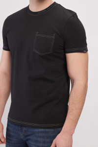 Lee Cooper - Tricou barbat cu maneca scurta de culoare uniforma cu buzunar si logo