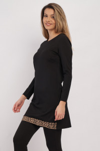 Montecristo - Rochie dama cu maneca lunga si detaliu animal print