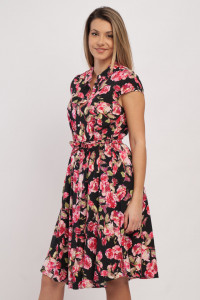 Timeout - Rochie dama cu cordon in talie si imprimeu floral