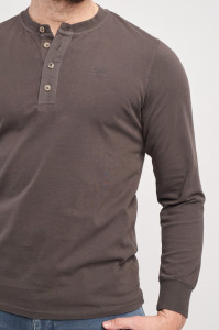 Timeout - Tricou cu maneca lunga barbat din bumbac cu logo si nasturi