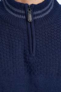 Kenvelo - Pulover barbat tricotat cu guler inalt si fermoar