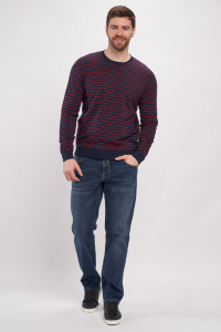 Lee Cooper - Pulover maneca lunga barbat in dungi si mansete in culoare contrastanta