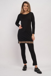 Montecristo - Rochie dama cu maneca lunga si detaliu animal print