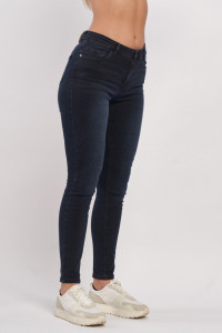 Timeout - Blugi dama slim de culoare inchisa cu aspect usor prespalat