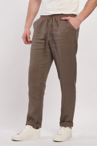 Timeout - Pantaloni lungi barbat din in cu snur pentru ajustare