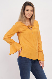 Kenvelo - Camasa dama cu maneca lunga tip clopot si snur pentru ajustare