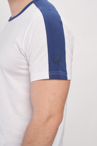 Kenvelo - Tricou de barbat din bumbac cu model si logo pe maneca