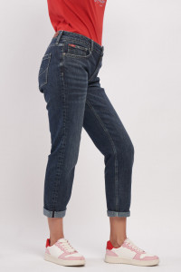 Lee Cooper - Blugi dama boyfriend cu aspect decolorat si logo
