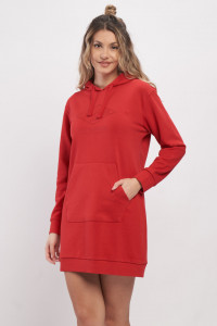 Lee Cooper - Hanorac de dama tip rochie cu buzunare si gluga cu logo inscriptionat