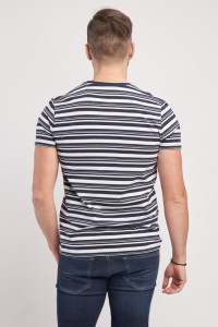 Lee Cooper - Tricou barbat cu maneca scurta cu model in dungi si logo