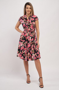Timeout - Rochie dama cu cordon in talie si imprimeu floral