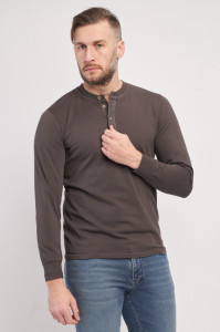Timeout - Tricou cu maneca lunga barbat din bumbac cu logo si nasturi