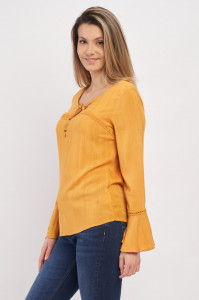 Kenvelo - Camasa dama cu maneca lunga tip clopot si snur pentru ajustare