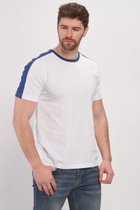 Kenvelo - Tricou de barbat din bumbac cu model si logo pe maneca