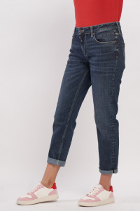 Lee Cooper - Blugi dama boyfriend cu aspect decolorat si logo