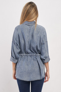 Lee Cooper - Camasa dama din denim cu cordon in talie pentru ajustare