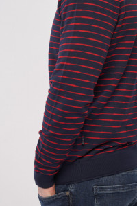 Lee Cooper - Pulover maneca lunga barbat in dungi si mansete in culoare contrastanta