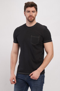 Lee Cooper - Tricou barbat cu maneca scurta de culoare uniforma cu buzunar si logo