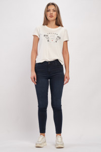 Timeout - Blugi dama slim de culoare inchisa cu aspect usor prespalat