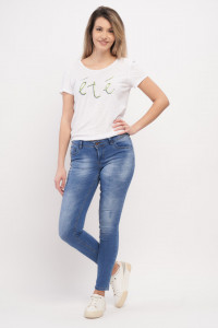 Timeout - Blugi de dama skinny cu aspect decolorat