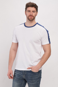 Kenvelo - Tricou de barbat din bumbac cu model si logo pe maneca