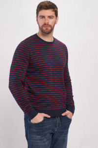 Lee Cooper - Pulover maneca lunga barbat in dungi si mansete in culoare contrastanta
