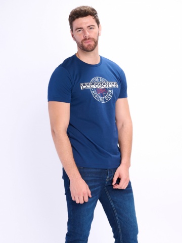 Lee Cooper - Tricou barbat din bumbac cu imprimeu si logo,