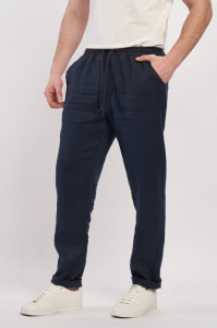 Timeout - Pantaloni lungi barbat din in cu snur pentru ajustare