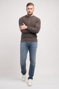 Timeout - Tricou cu maneca lunga barbat din bumbac cu logo si nasturi