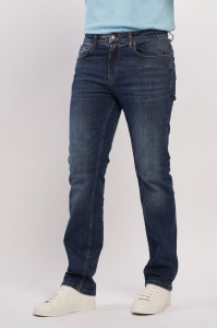 Lee Cooper - Blugi barbat straight comfort de culoare inchisa cu aspect prespalat si logo