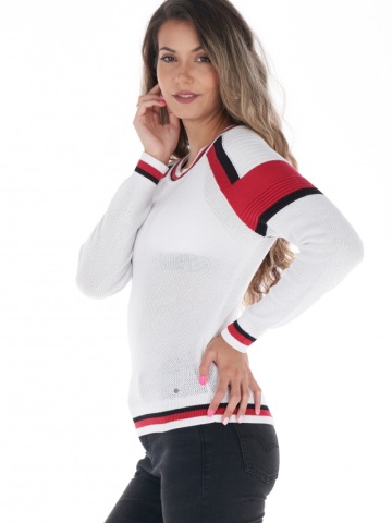 Lee Cooper - Pulover dama din bumbac cu detalii contrastante