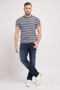 Lee Cooper - Tricou barbat cu maneca scurta cu model in dungi si logo