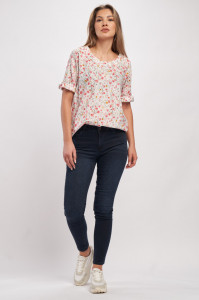 Timeout - Camasa dama cu maneca scurta si model floral