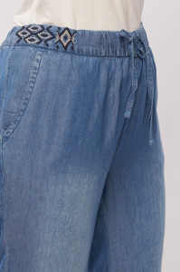 Timeout - Pantaloni lungi dama cu detalii brodate si snur pentru ajustare